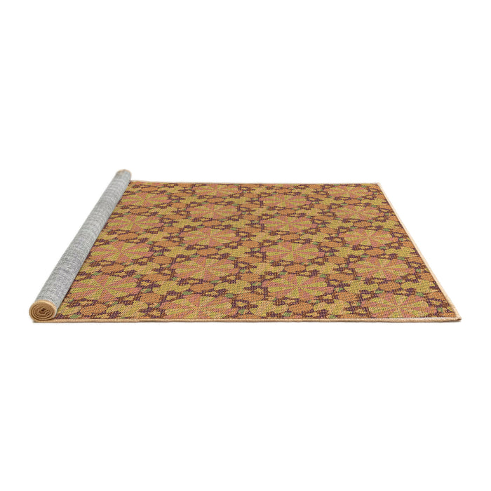 Sideview of Machine Washable Transitional Red Rug, wshpat2592brn