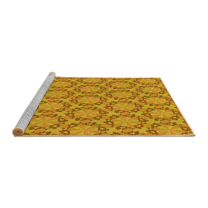 Sideview of Machine Washable Transitional Deep Yellow Rug, wshpat2592yw