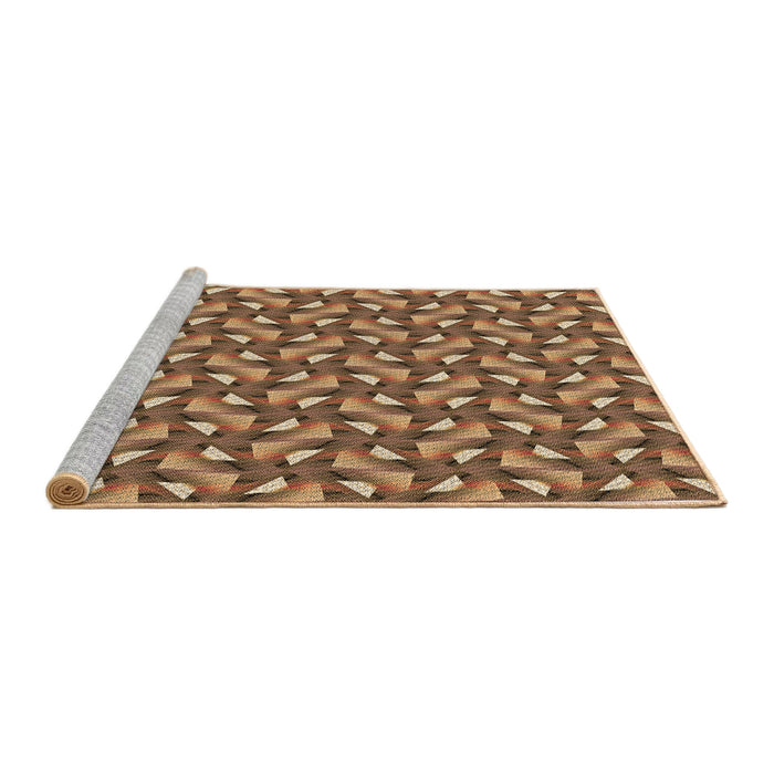 Sideview of Machine Washable Transitional Saddle Brown Rug, wshpat2593brn