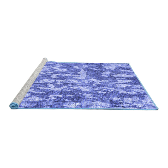 Sideview of Machine Washable Transitional Sky Blue Rug, wshpat2594blu