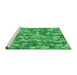 Sideview of Machine Washable Transitional Neon Green Rug, wshpat2594grn