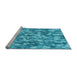 Sideview of Machine Washable Transitional Blue Rug, wshpat2594lblu