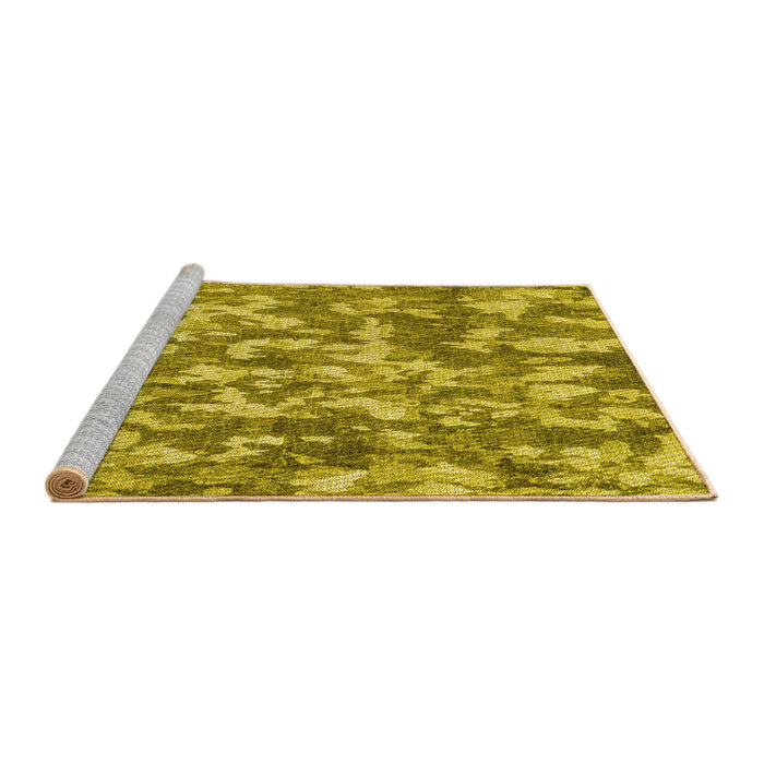 Sideview of Machine Washable Transitional Dark Yellow Green Rug, wshpat2594yw