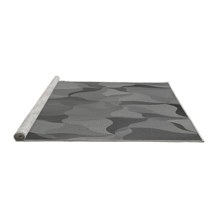 Sideview of Machine Washable Transitional Grey Gray Rug, wshpat2595gry
