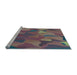 Sideview of Machine Washable Transitional Gray Rug, wshpat2595lblu