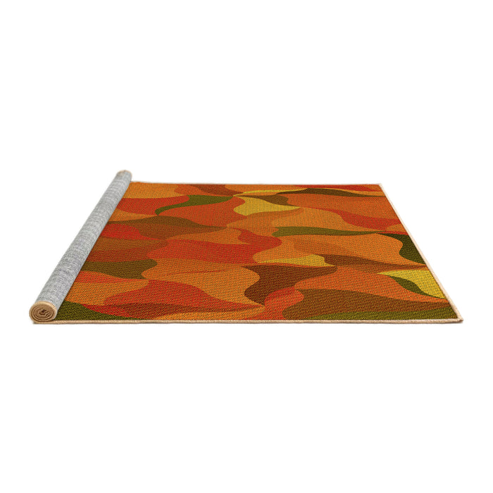 Sideview of Machine Washable Transitional Neon Orange Rug, wshpat2595yw