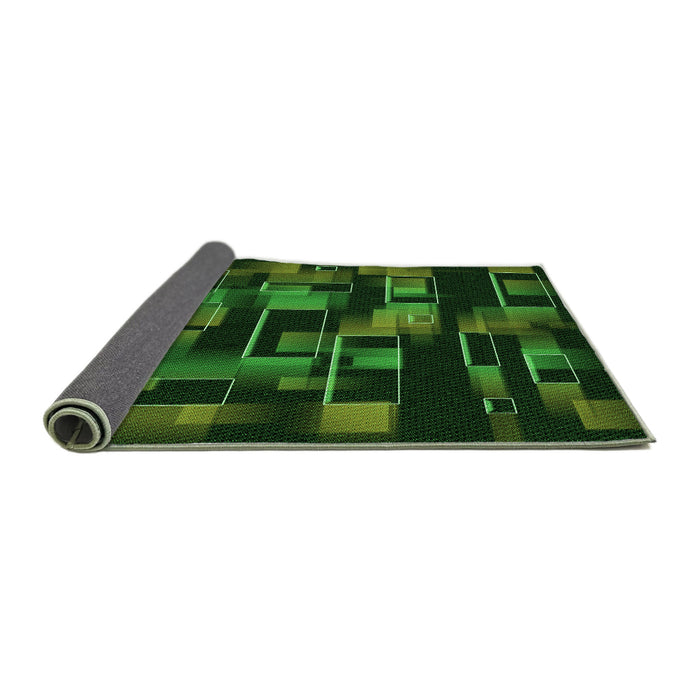 Thickness of Patterned Dark Lime Green Rug, pat2596grn