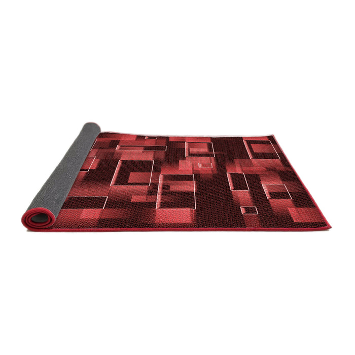 Thickness of Patterned Maroon Red Rug, pat2596rd