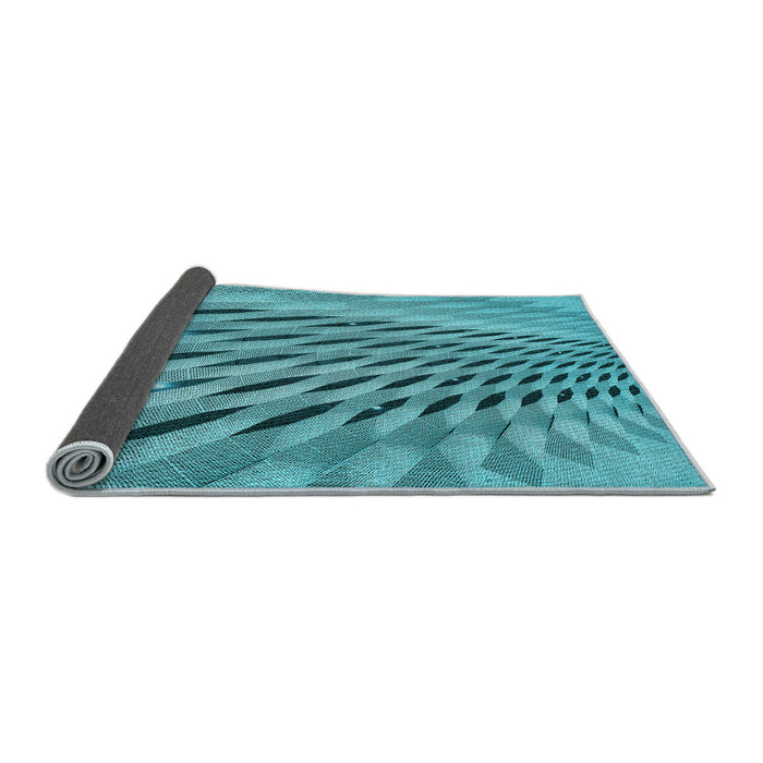 Thickness of Patterned Dark Cyan Green Rug, pat2597lblu