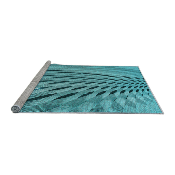 Sideview of Machine Washable Transitional Dark Cyan Green Rug, wshpat2597lblu