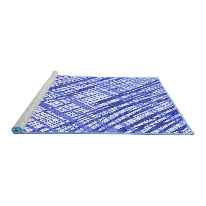 Sideview of Machine Washable Transitional Blue Rug, wshpat2598blu