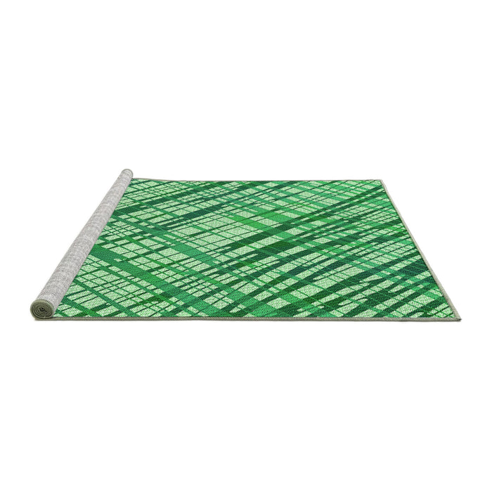 Sideview of Machine Washable Transitional Green Rug, wshpat2598grn