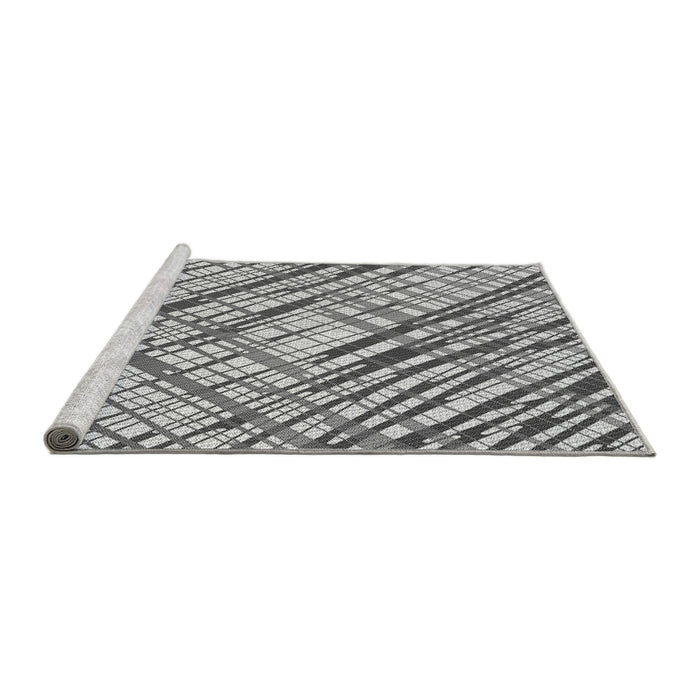 Sideview of Machine Washable Transitional Platinum Silver Gray Rug, wshpat2598gry