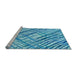 Sideview of Machine Washable Transitional Blue Rug, wshpat2598lblu