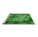 Sideview of Machine Washable Transitional Deep Emerald Green Rug, wshpat2599grn