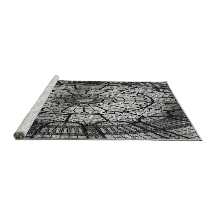 Sideview of Machine Washable Transitional Dark Gray Rug, wshpat2599gry