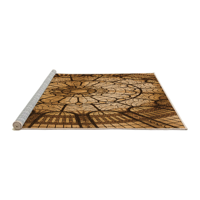 Sideview of Machine Washable Transitional Red Brown Rug, wshpat2599org