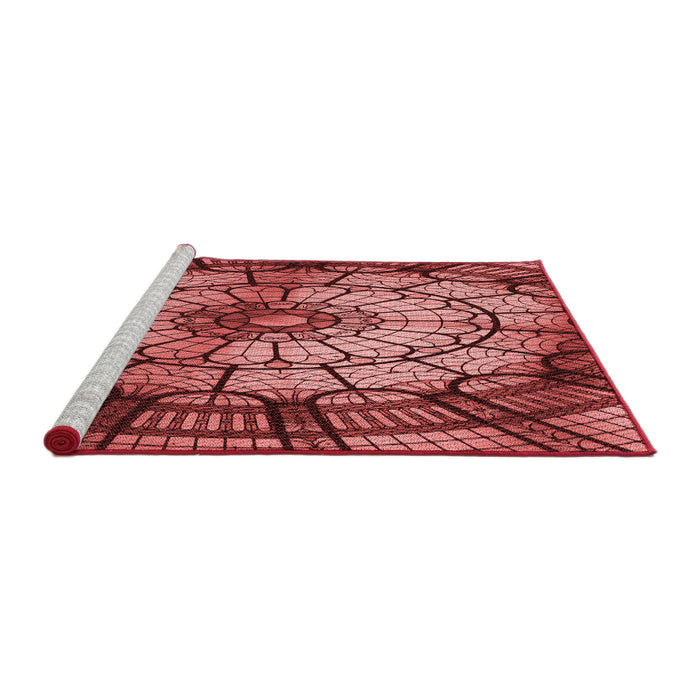 Sideview of Machine Washable Transitional Saffron Red Rug, wshpat2599rd