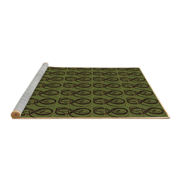 Sideview of Machine Washable Transitional Olive Green Rug, wshpat26brn