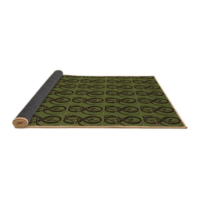 Thickness of Patterned Olive Green Rug, pat26brn