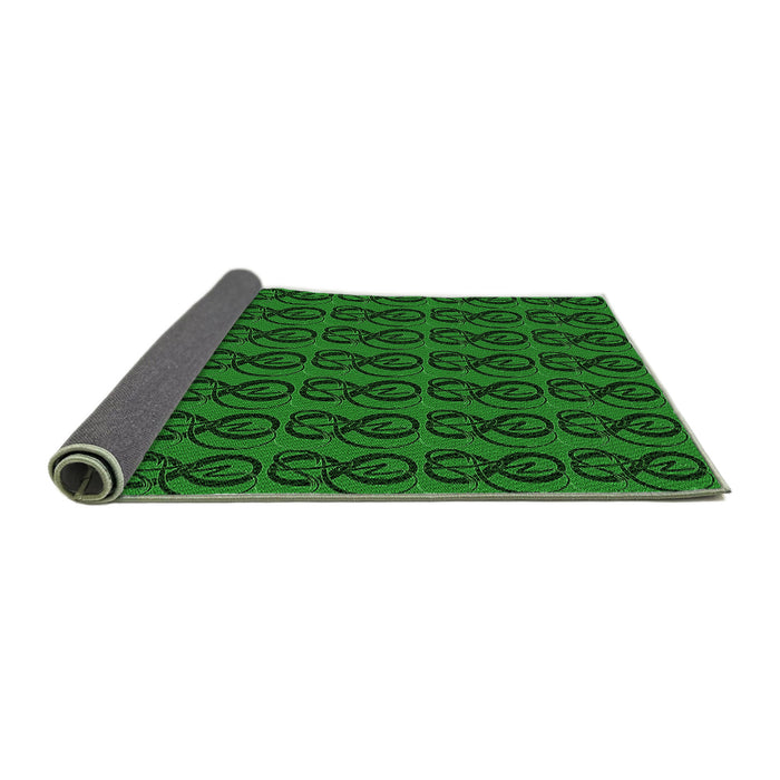Thickness of Patterned Deep Emerald Green Rug, pat26grn