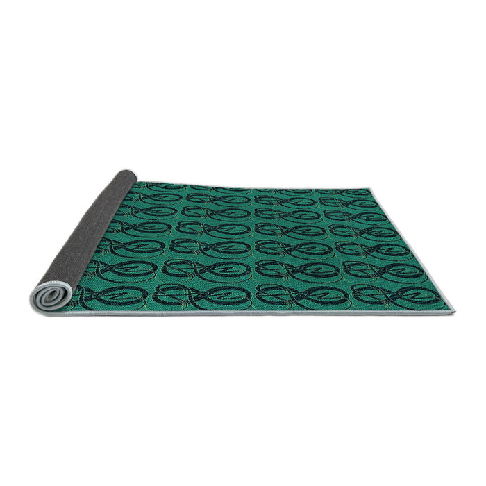 Thickness of Patterned Deep Teal Green Rug, pat26lblu