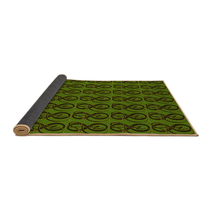 Thickness of Patterned Dark Forest Green Rug, pat26yw