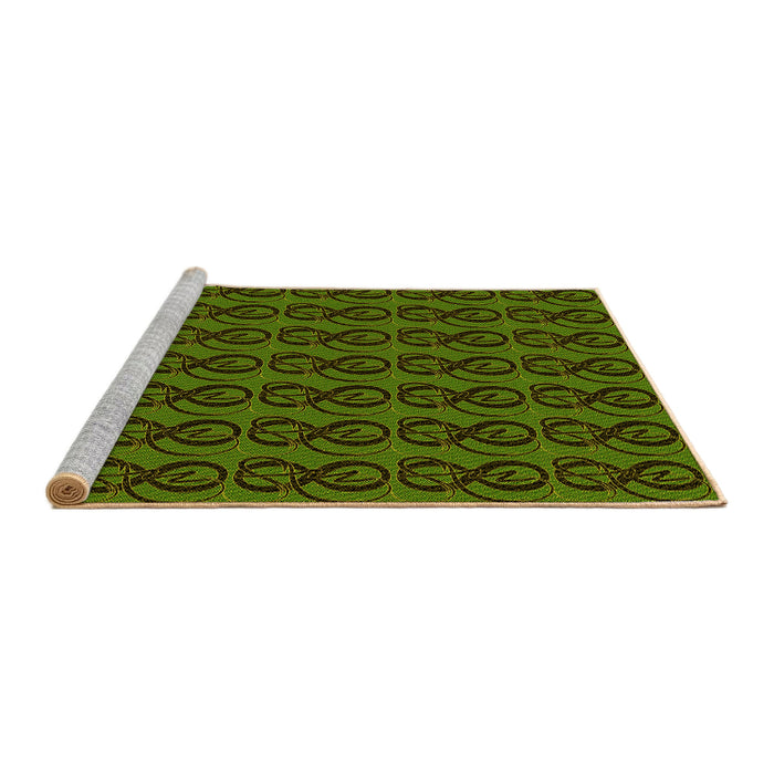 Sideview of Machine Washable Transitional Dark Forest Green Rug, wshpat26yw
