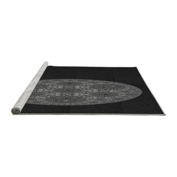 Sideview of Machine Washable Transitional Black Rug, wshpat260gry