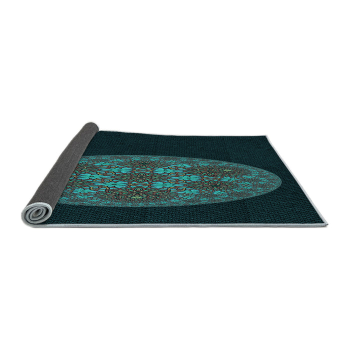 Thickness of Patterned Black Rug, pat260lblu