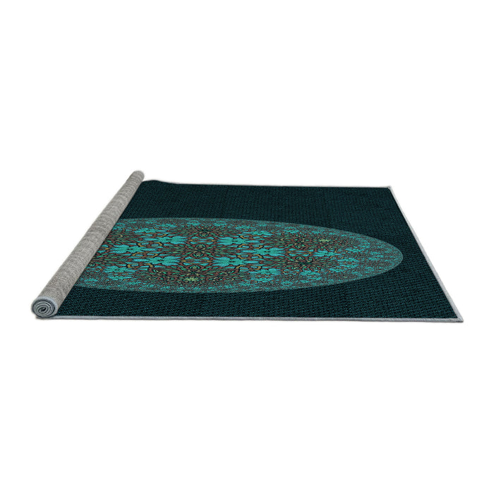 Sideview of Machine Washable Transitional Black Rug, wshpat260lblu