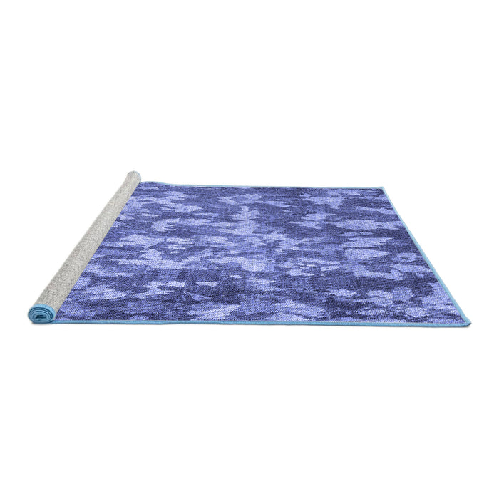 Sideview of Machine Washable Transitional Sky Blue Rug, wshpat2600blu