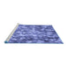 Sideview of Machine Washable Transitional Sky Blue Rug, wshpat2600blu