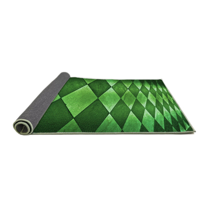 Thickness of Patterned Deep Emerald Green Rug, pat2601grn