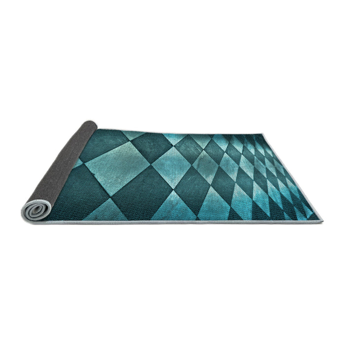 Thickness of Patterned Medium Teal Green Rug, pat2601lblu