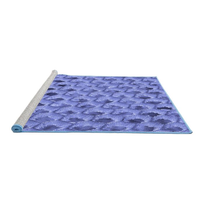 Sideview of Machine Washable Transitional Sky Blue Rug, wshpat2603blu