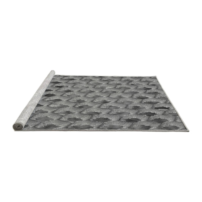 Sideview of Machine Washable Transitional Carbon Gray Rug, wshpat2603gry