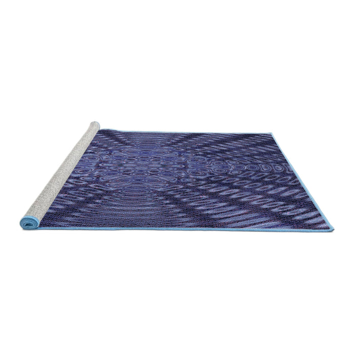 Sideview of Machine Washable Transitional Slate Blue Rug, wshpat2604blu