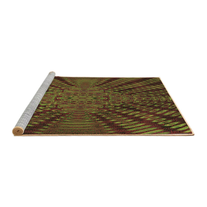 Sideview of Machine Washable Transitional Dark Yellow Green Rug, wshpat2604brn