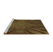 Sideview of Machine Washable Transitional Dark Yellow Green Rug, wshpat2604brn