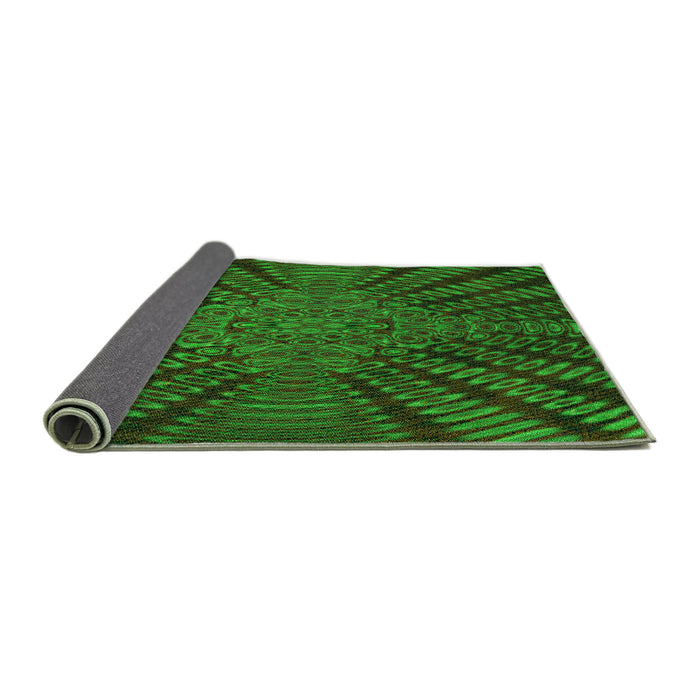 Thickness of Patterned Dark Forest Green Rug, pat2604grn