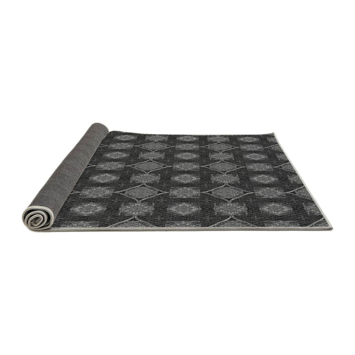 Thickness of Patterned Charcoal Black Rug, pat2605gry