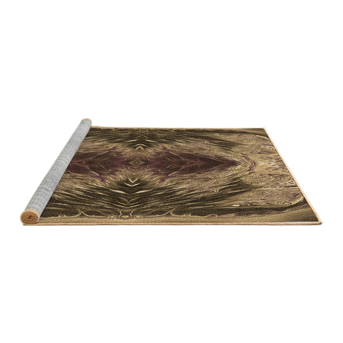 Sideview of Machine Washable Transitional Bronze Brown Rug, wshpat2606brn