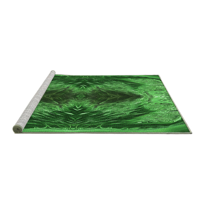 Sideview of Machine Washable Transitional Deep Emerald Green Rug, wshpat2606grn