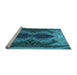 Sideview of Machine Washable Transitional Bright Turquoise Blue Rug, wshpat2606lblu