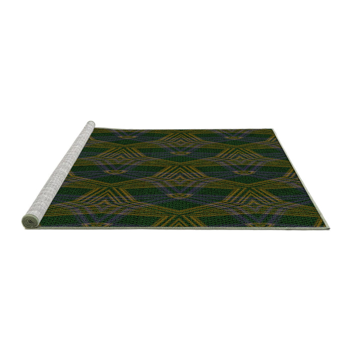 Sideview of Machine Washable Transitional Army Green Rug, wshpat2607grn