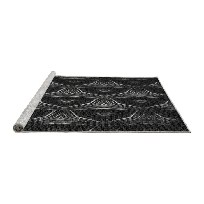 Sideview of Machine Washable Transitional Midnight Gray Rug, wshpat2608gry