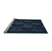 Sideview of Machine Washable Transitional Blue Rug, wshpat2608lblu
