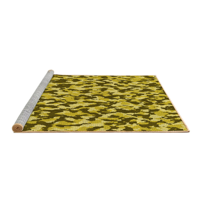 Sideview of Machine Washable Transitional Bright Gold Yellow Rug, wshpat2609yw