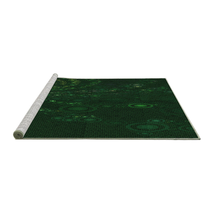 Sideview of Machine Washable Transitional Deep Emerald Green Rug, wshpat261grn